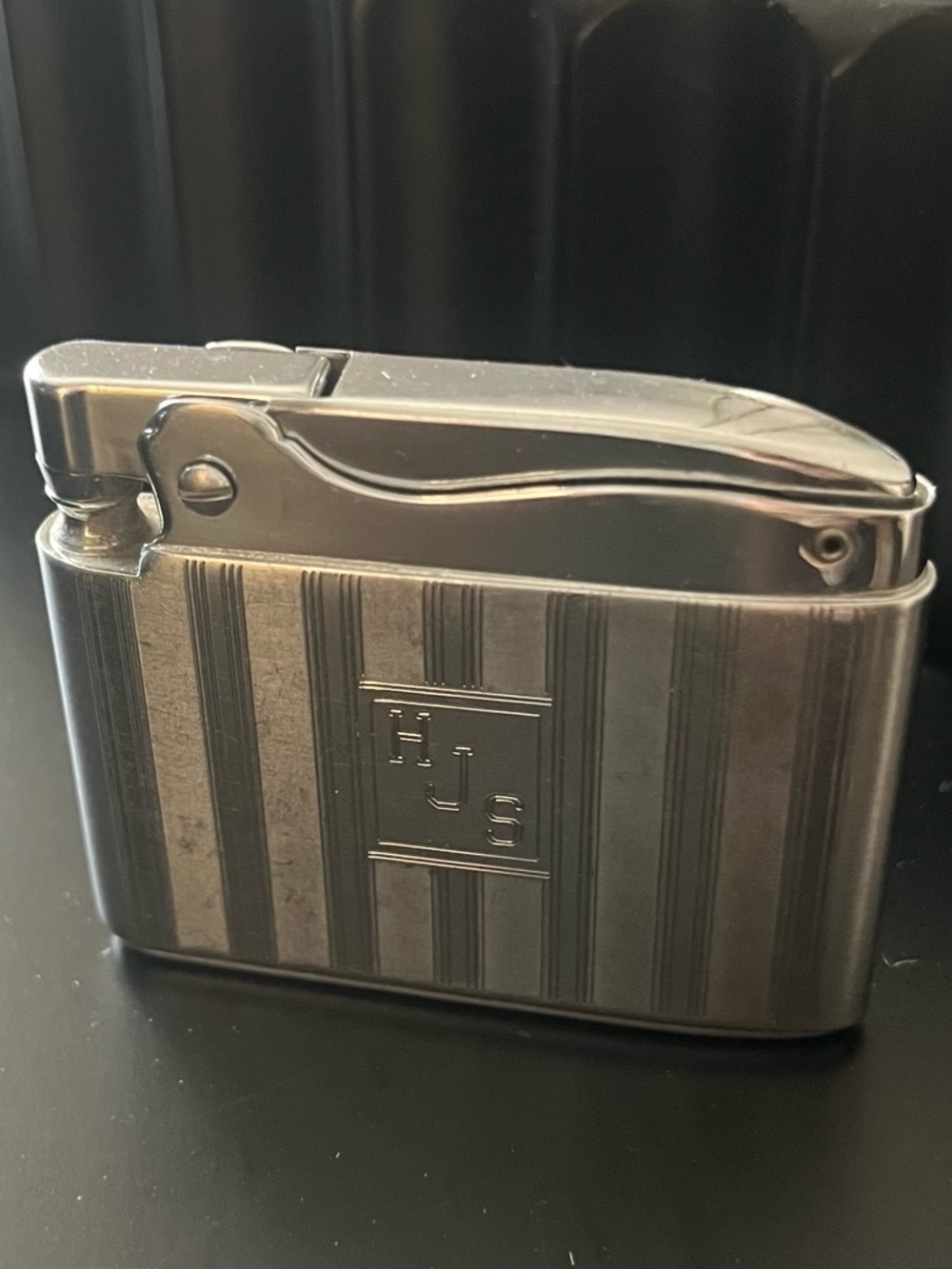 Vintage antique Ronson Lighter - Silver Striped Design